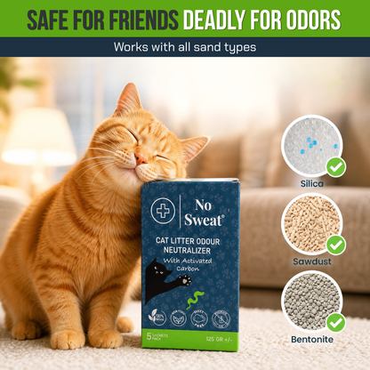 Cat Litter Odor Neutralizer (Activated Carbon) (5 Sachets, 125g) | No Sweat - No Sweat USA